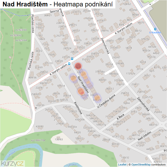 Mapa Nad Hradištěm - Firmy v ulici.