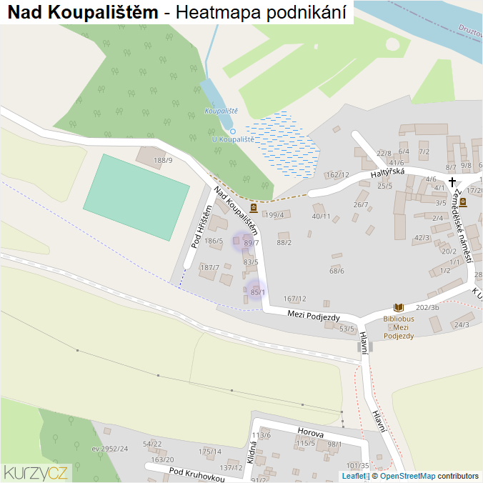 Mapa Nad Koupalištěm - Firmy v ulici.