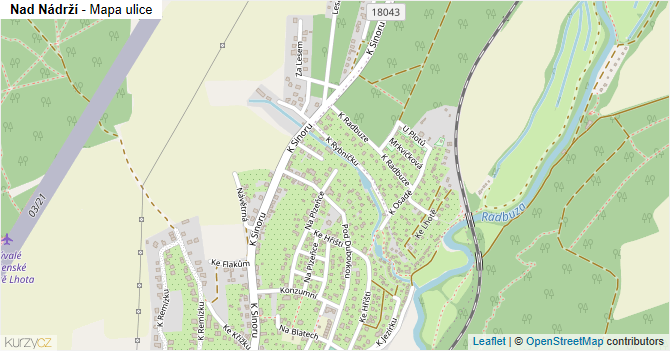 Nad Nádrží - mapa ulice