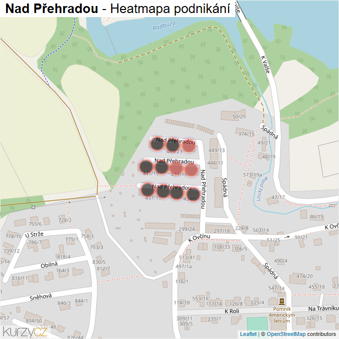 Mapa Nad Přehradou - Firmy v ulici.