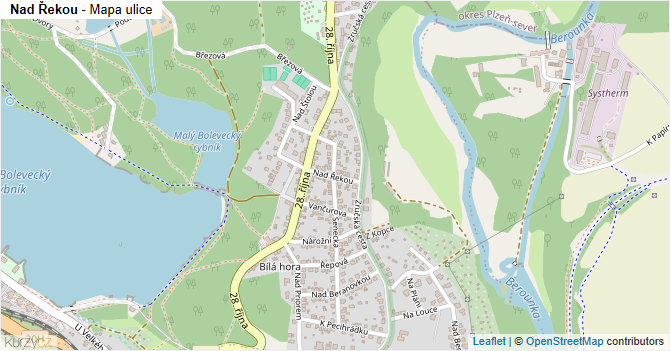 Nad Řekou - mapa ulice