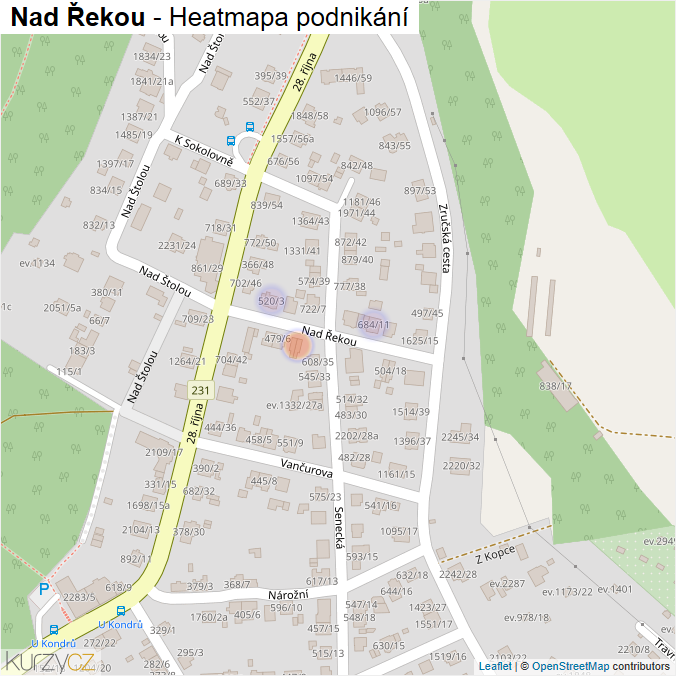 Mapa Nad Řekou - Firmy v ulici.