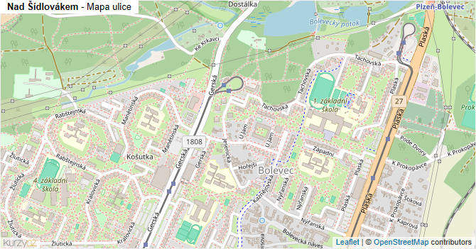 Nad Šídlovákem - mapa ulice