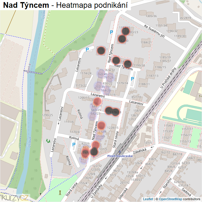 Mapa Nad Týncem - Firmy v ulici.