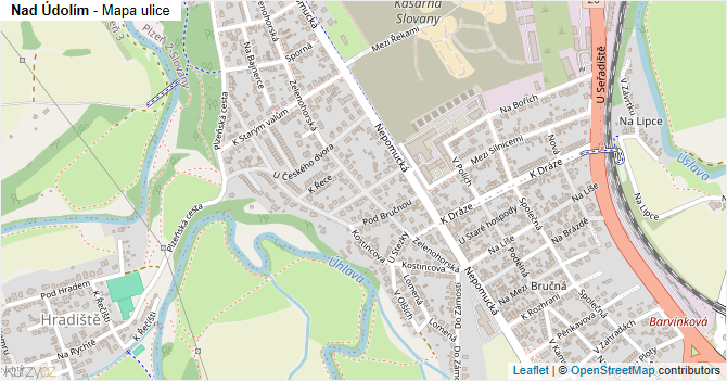 Nad Údolím - mapa ulice