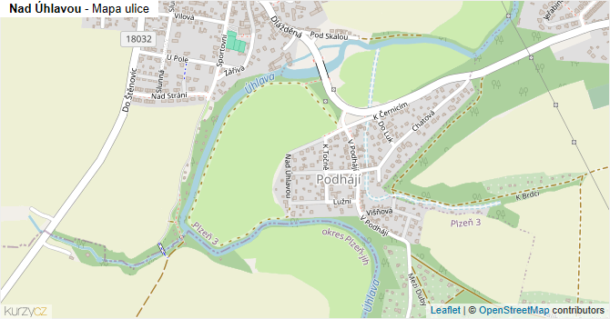 Nad Úhlavou - mapa ulice