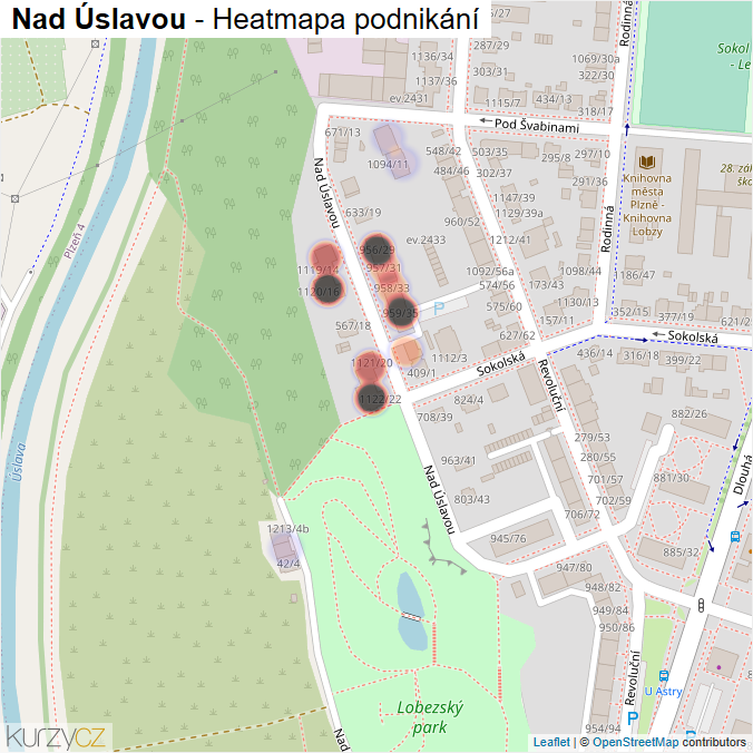 Mapa Nad Úslavou - Firmy v ulici.