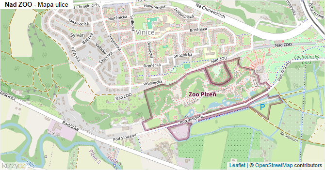 Nad ZOO - mapa ulice