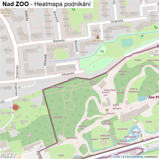 Mapa Nad ZOO - Firmy v ulici.
