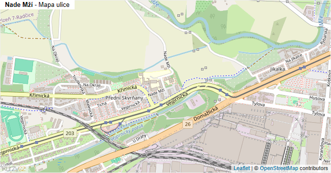 Nade Mží - mapa ulice