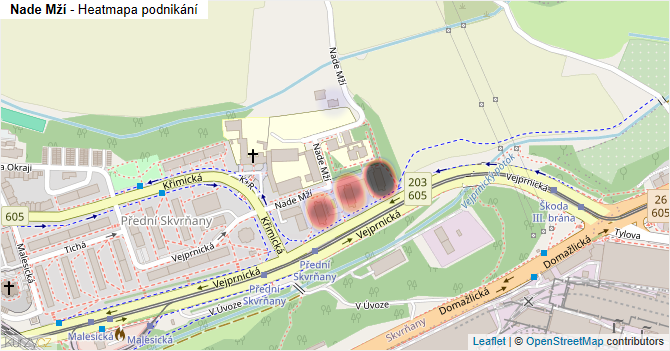 Nade Mží - mapa podnikání