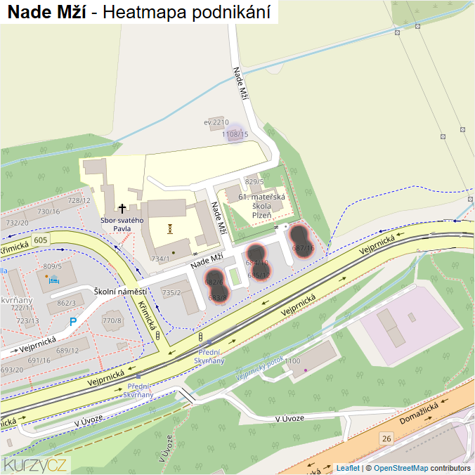 Mapa Nade Mží - Firmy v ulici.
