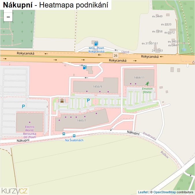Mapa Nákupní - Firmy v ulici.