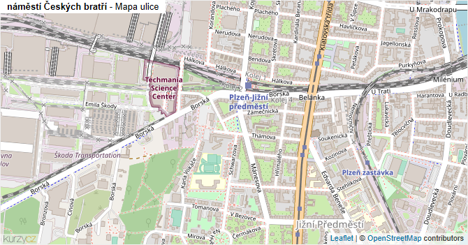 náměstí Českých bratří - mapa ulice