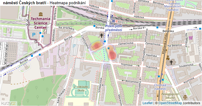 náměstí Českých bratří - mapa podnikání