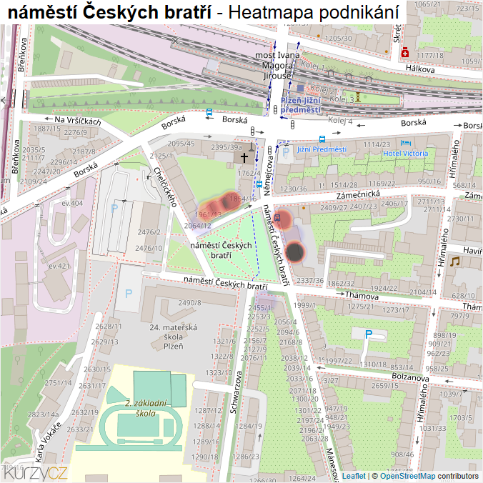 Mapa náměstí Českých bratří - Firmy v ulici.