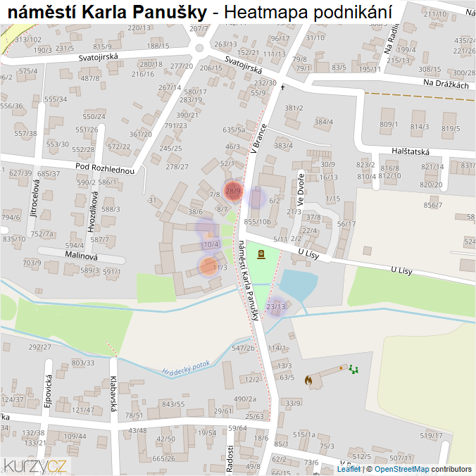 Mapa náměstí Karla Panušky - Firmy v ulici.