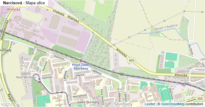 Narcisová - mapa ulice