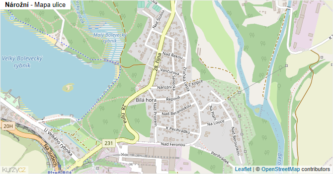 Nárožní - mapa ulice