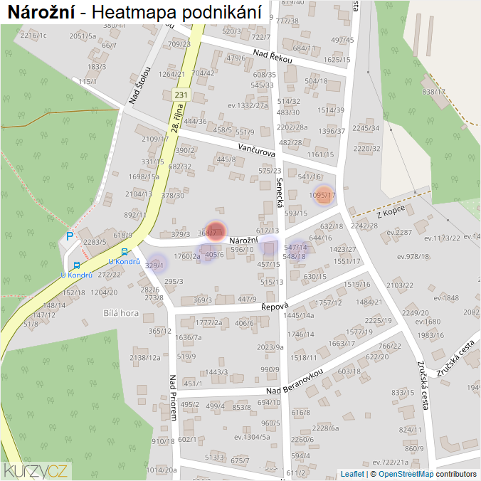 Mapa Nárožní - Firmy v ulici.