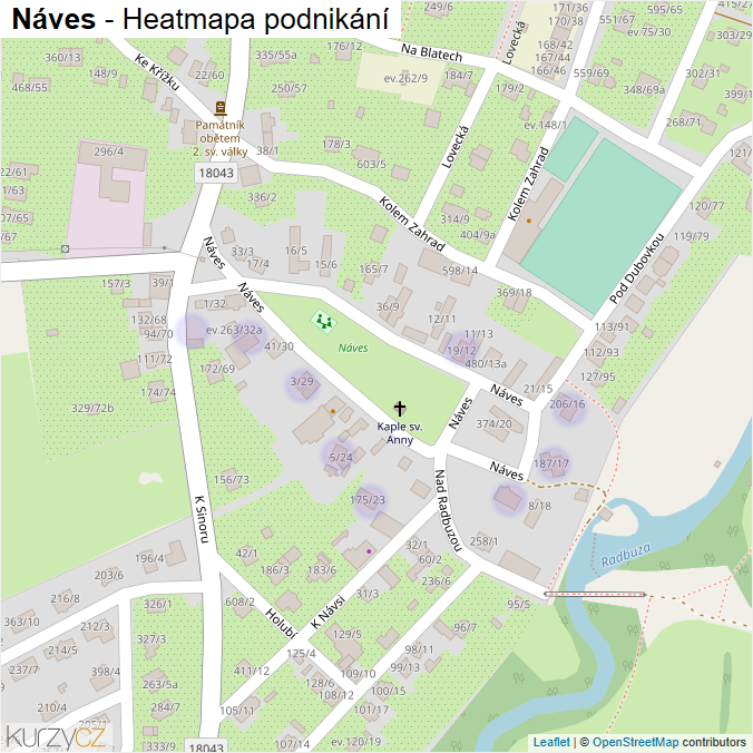 Mapa Náves - Firmy v ulici.