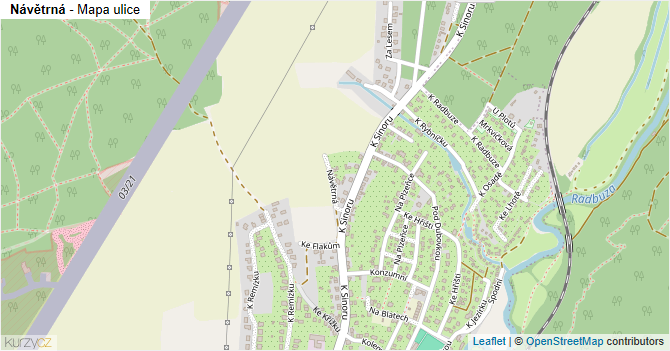 Návětrná - mapa ulice