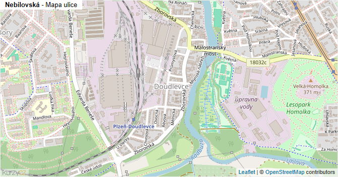 Nebílovská - mapa ulice