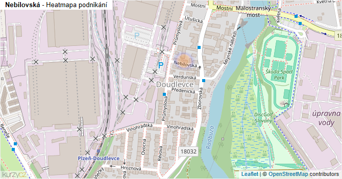 Nebílovská - mapa podnikání