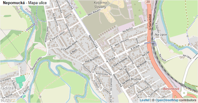 Nepomucká - mapa ulice