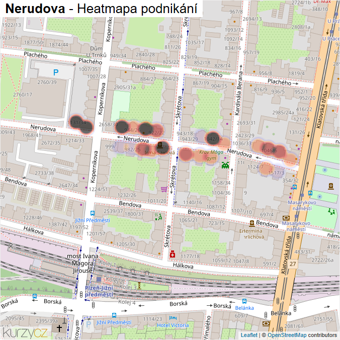 Mapa Nerudova - Firmy v ulici.