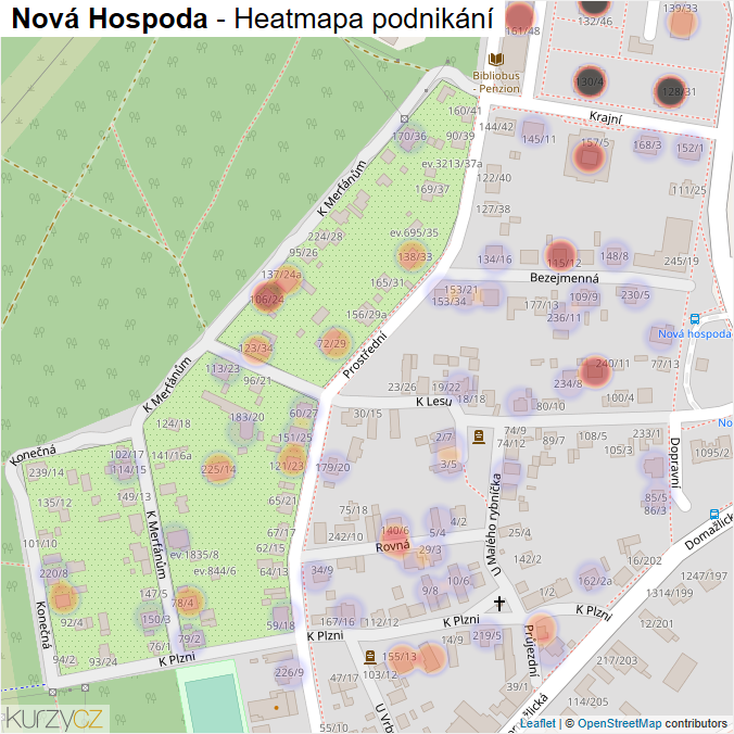 Mapa Nová Hospoda - Firmy v části obce.
