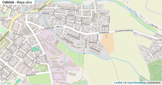 Odlehlá - mapa ulice