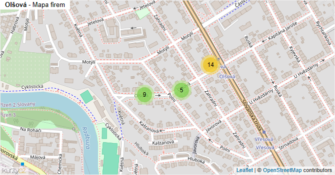 Olšová - mapa firem