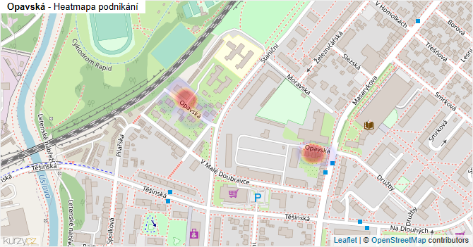 Opavská - mapa podnikání