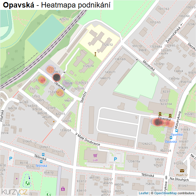 Mapa Opavská - Firmy v ulici.