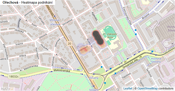 Ořechová - mapa podnikání