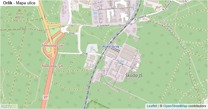 Orlík - mapa ulice