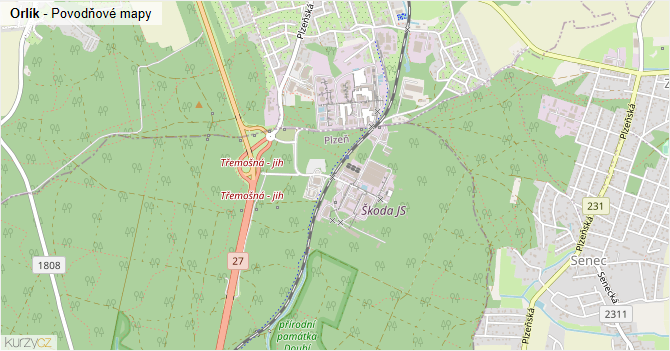 Orlík - záplavové mapy stoleté vody