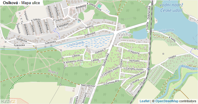 Osiková - mapa ulice
