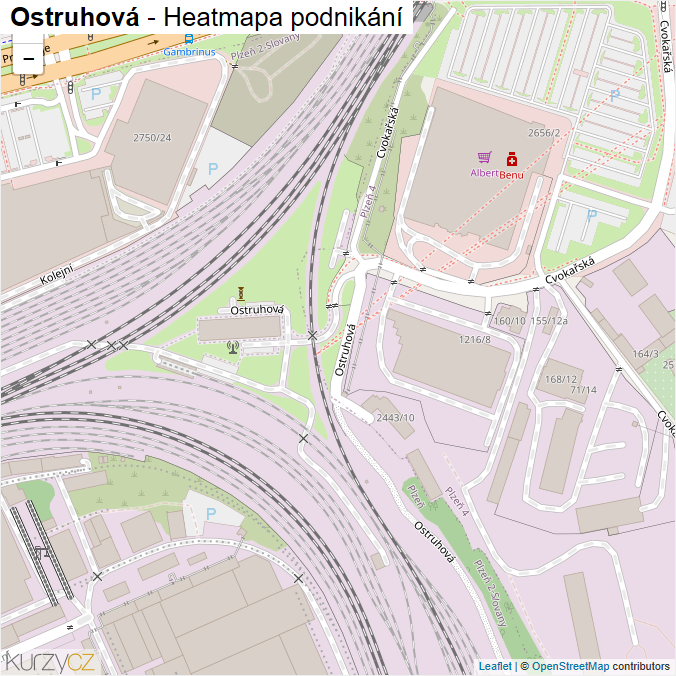 Mapa Ostruhová - Firmy v ulici.