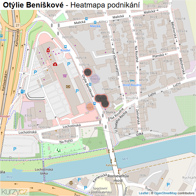 Mapa Otýlie Beníškové - Firmy v ulici.