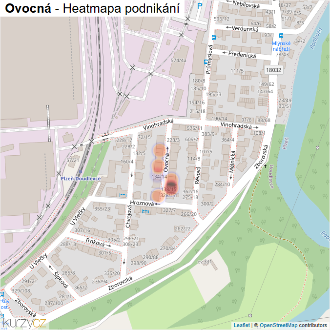 Mapa Ovocná - Firmy v ulici.