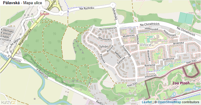 Pálavská - mapa ulice