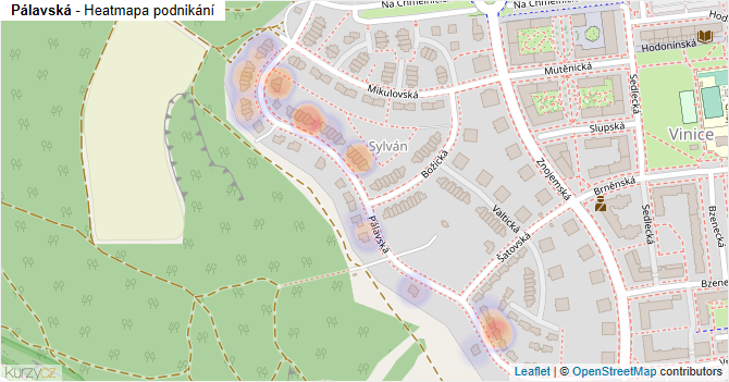 Pálavská - mapa podnikání