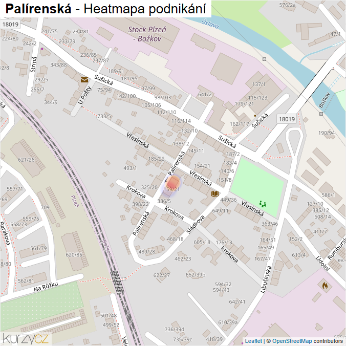 Mapa Palírenská - Firmy v ulici.