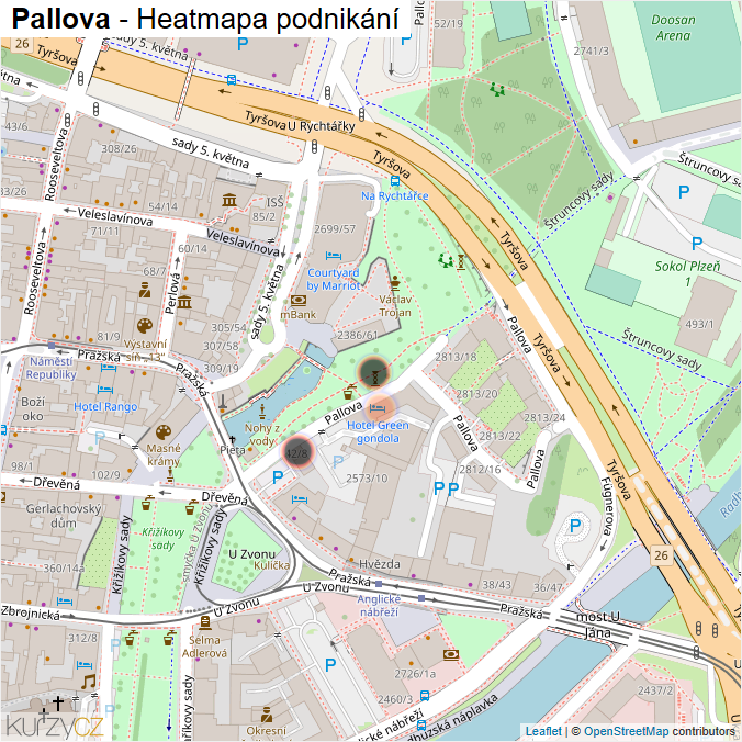 Mapa Pallova - Firmy v ulici.
