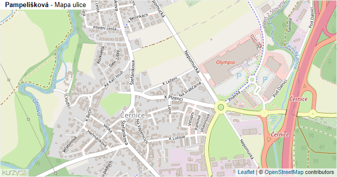 Pampelišková - mapa ulice