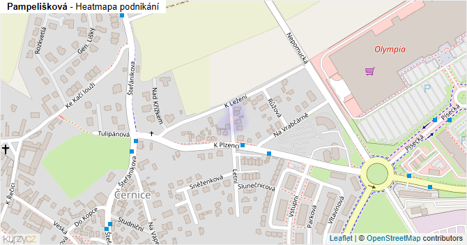 Pampelišková - mapa podnikání