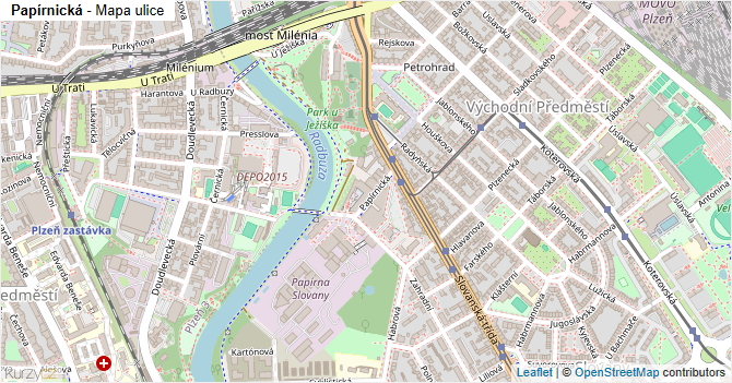 Papírnická - mapa ulice