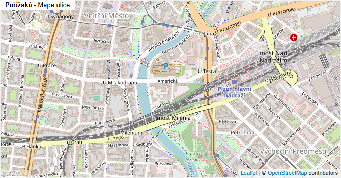Pařížská - mapa ulice